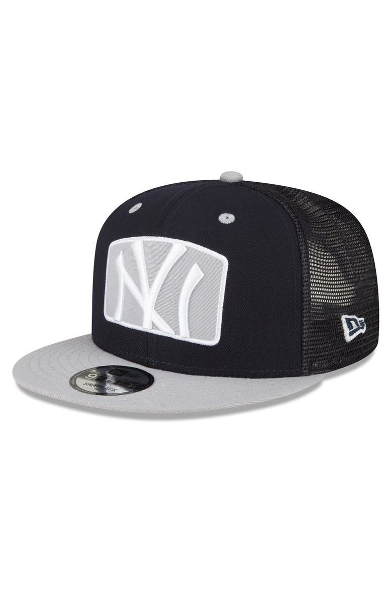 Men's New Era Navy New York Yankees Logo Zoom Trucker 9FIFTY Snapback Hat, Main, color, Navy