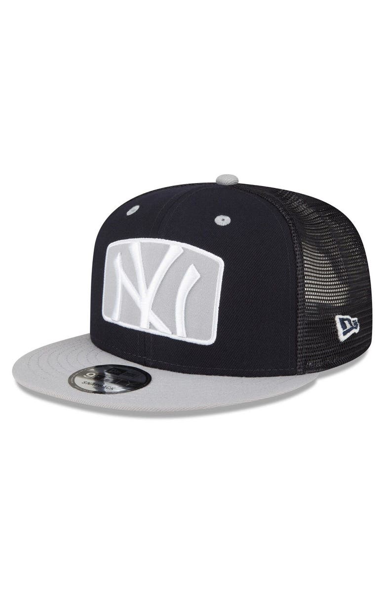 New Era Men's New Era Navy New York Yankees Logo Zoom Trucker 9FIFTY Snapback Hat, Main, color, Navy
