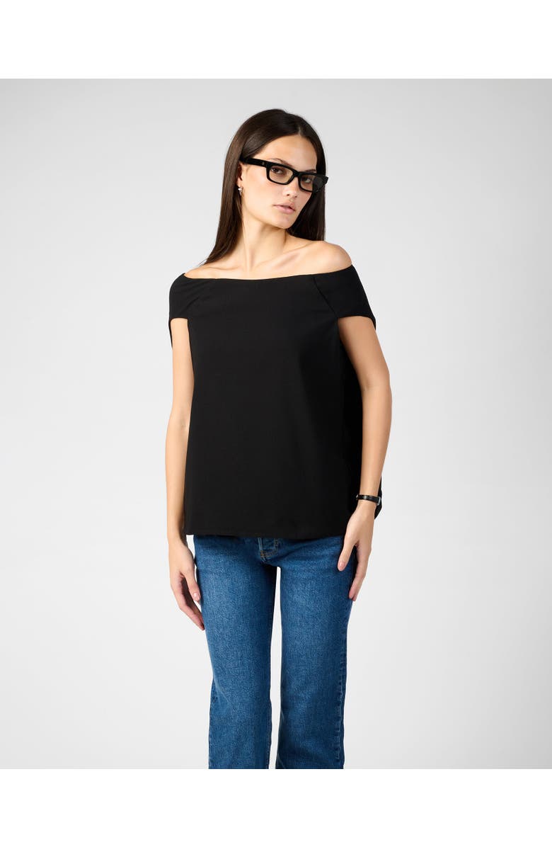 WeWoreWhat Off Shoulder Cape Top, Main, color, Black