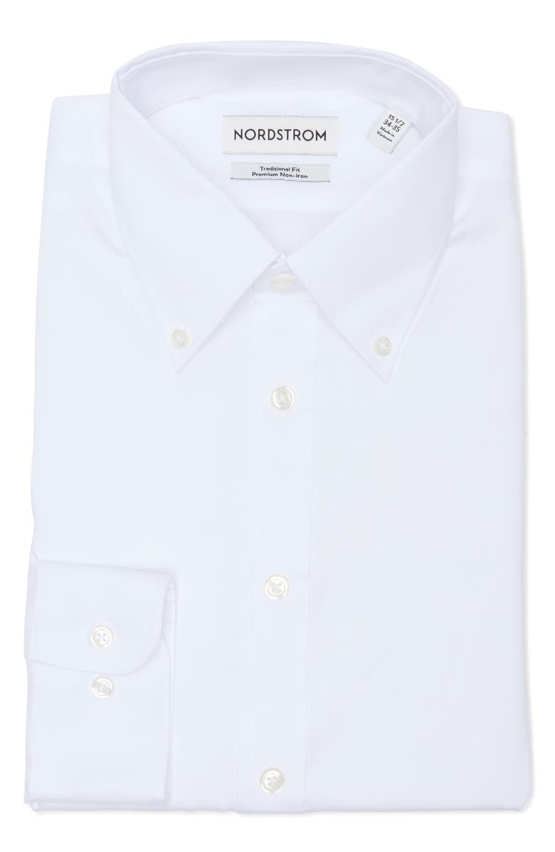 Nordstrom Traditional Fit Non-Iron Cotton Button-Down Dress Shirt, Alternate, color, White