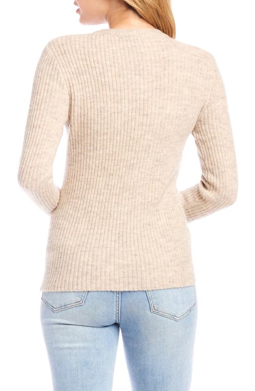 Karen Kane Wide Ribbed Crewneck Sweater In Almond In Brown
