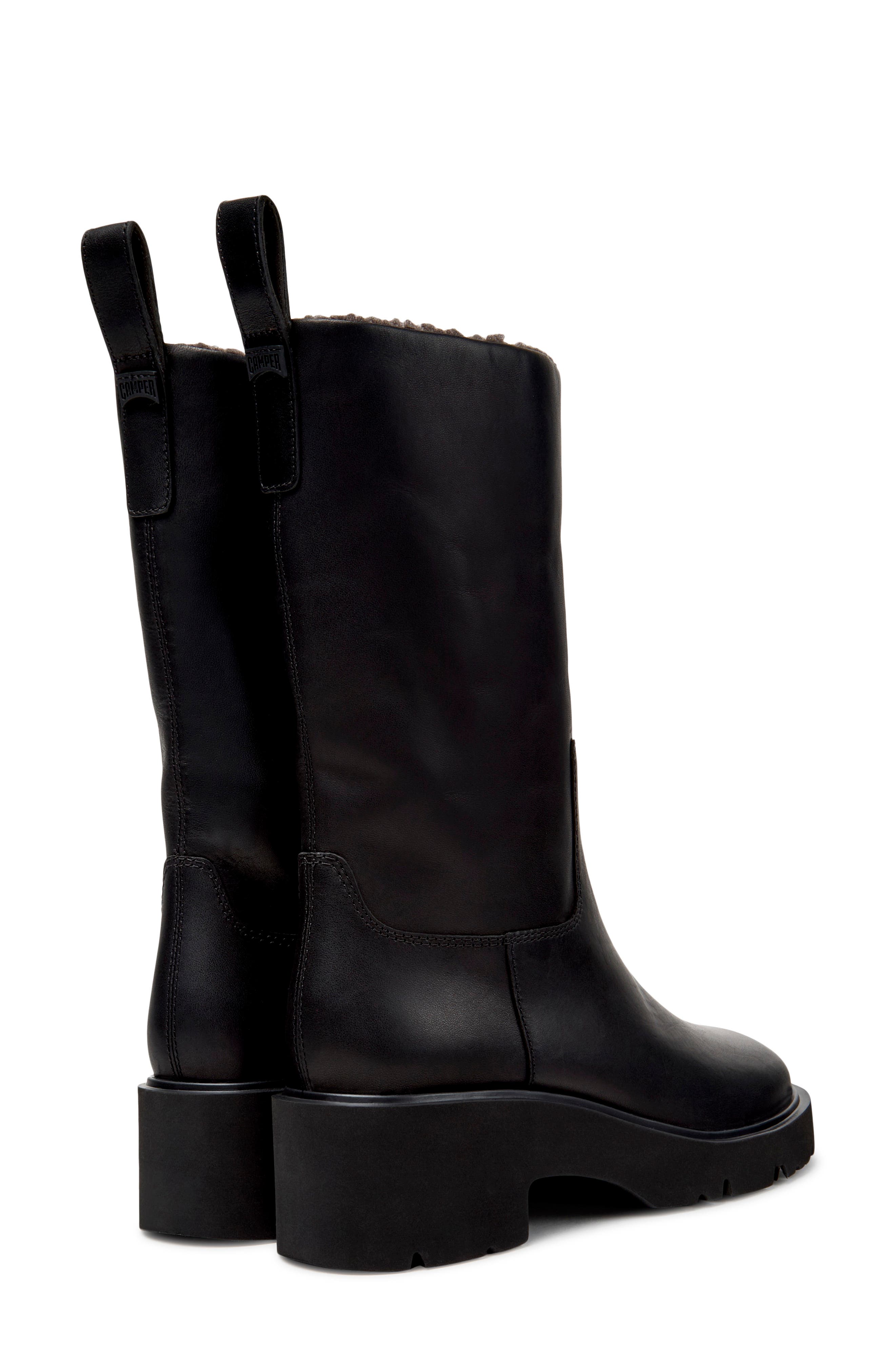 Milah Leather Boot, Alternate, color, BLACK