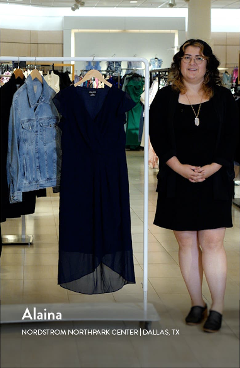 Faux Wrap Chiffon Midi Dress, sales video thumbnail