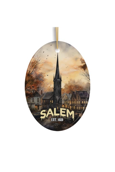 Salem Church Steeple Watercolor Autumn Ornament