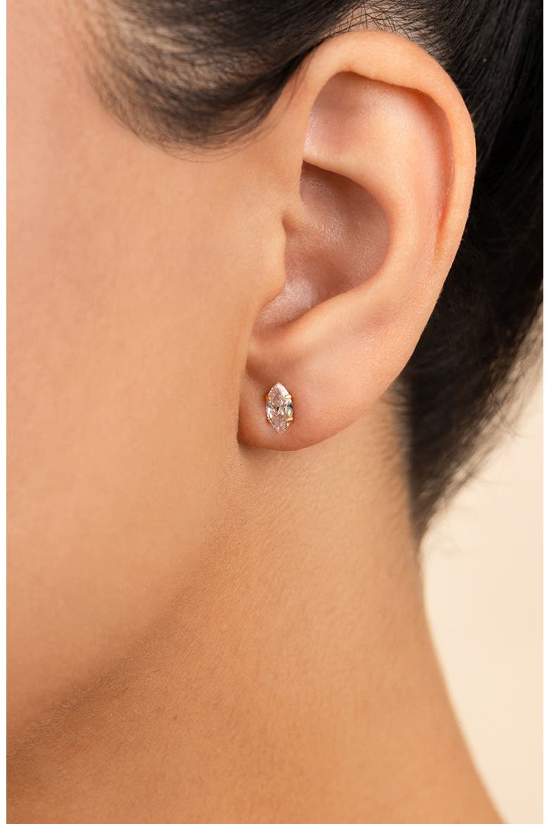 Marquise-Cut Cubic Zirconia Stud Earrings, Alternate, color, GOLD