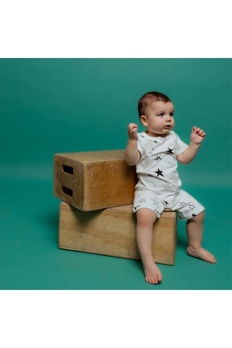 Baby Organic Romper, Alternate, color, Stars