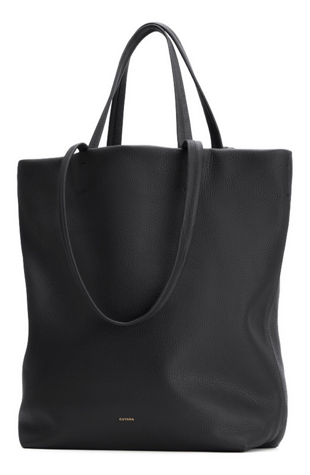 Tall Easy Leather Tote, Main, color, BLACK