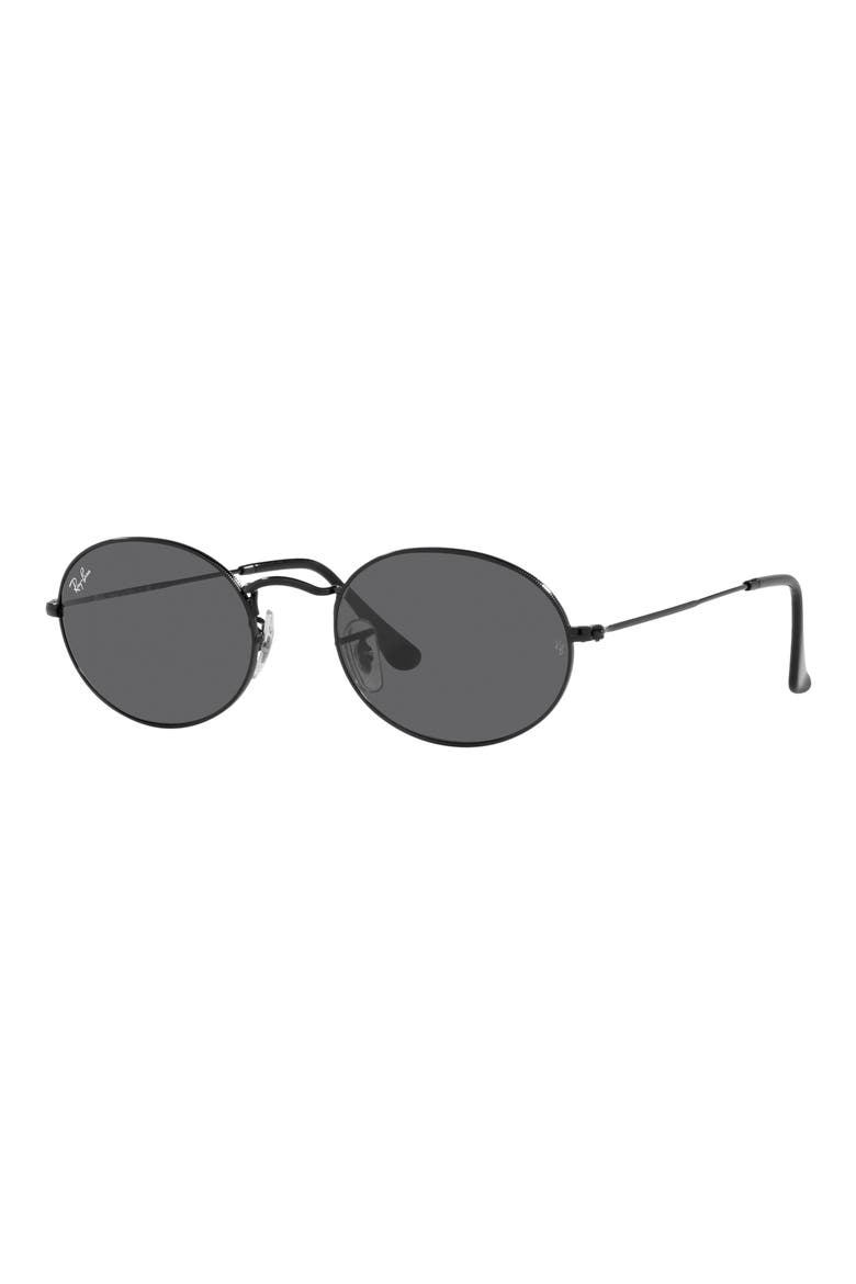 Oval 51mm Sunglasses, Alternate, color, BLACK