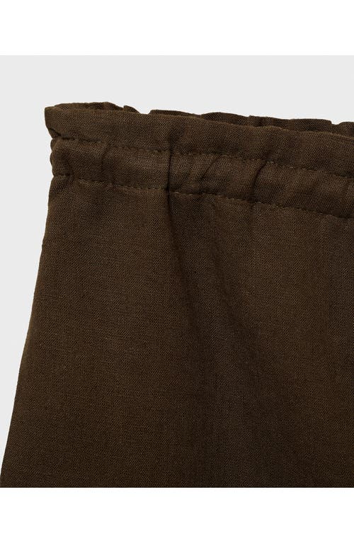 Mango Linen Shorts With Drawstring Khaki In Brown