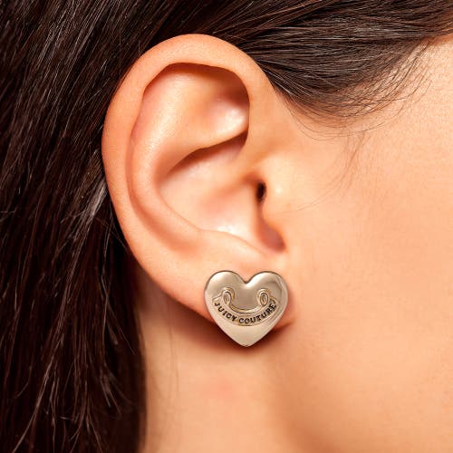 Juicy Couture Heart Stud Earrings With Iconic Logo In Gold