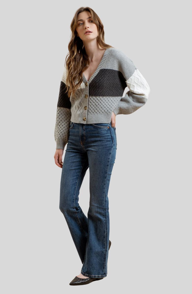 Blu Pepper Mixed Stitch Colorblock Cardigan, Alternate, color, 