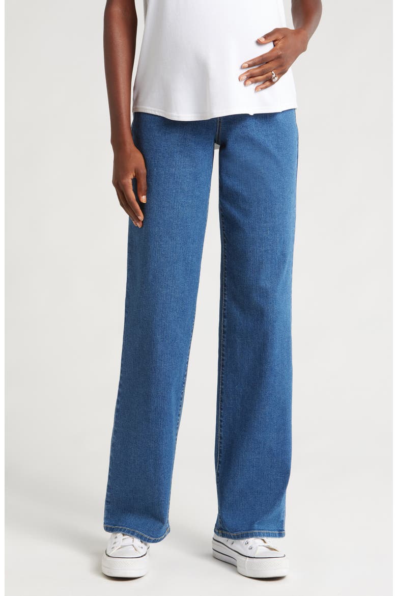 Over the Bump Baggy Straight Leg Maternity Jeans, Main, color, IMAN