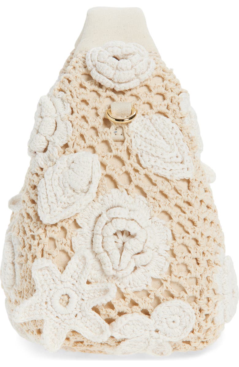 Ganni Mini Crochet Hobo Bag, Alternate, color, Egret
