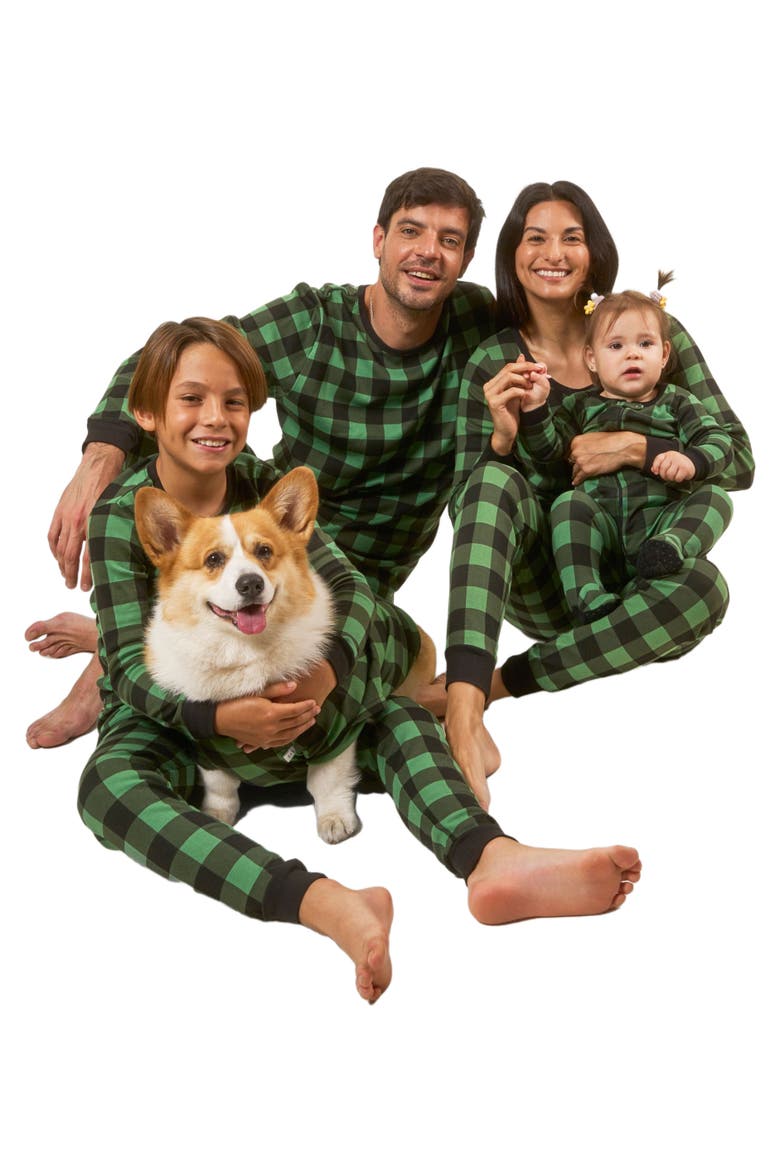 Women's Cotton Plaid Matching Family Holiday Pajamas, Alternate, color, Plaid Black & Green