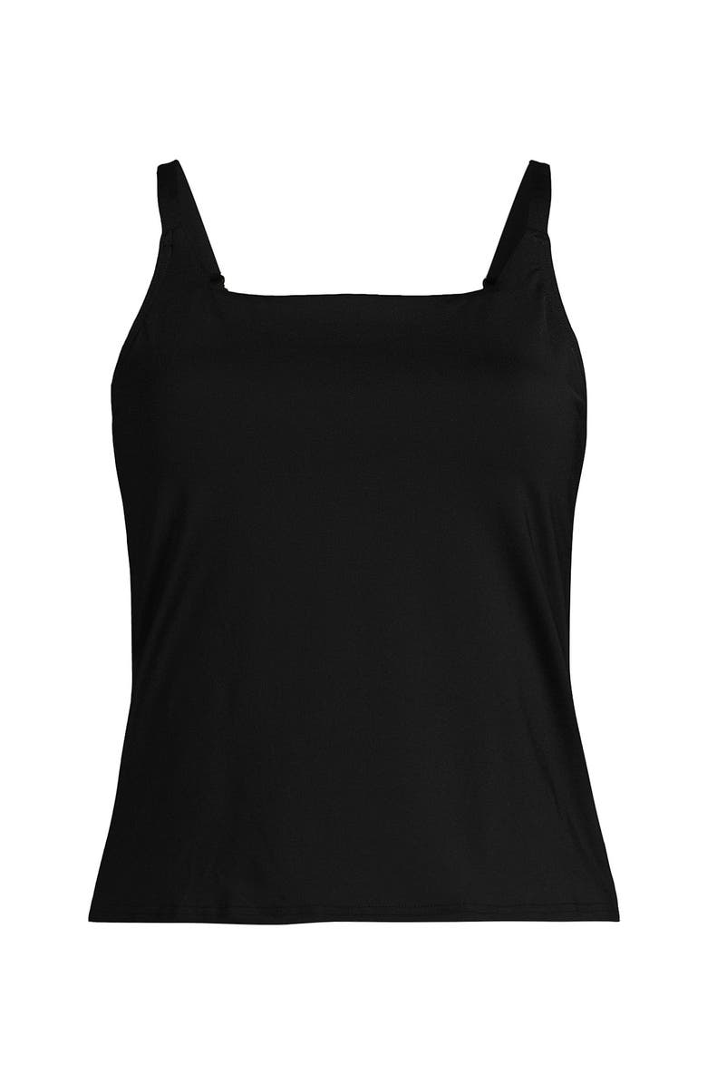 Lands' End D-Cup Chlorine Resistant Square Neck Tankini Swimsuit Top, Alternate, color, 