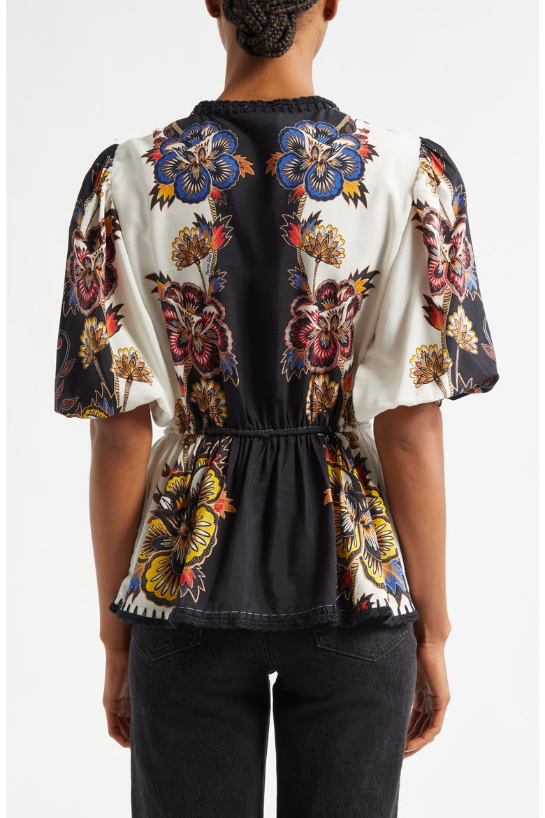 Floral Drawstring Waist Top, Alternate, color, MAXI FLORAL OFF-WHITE