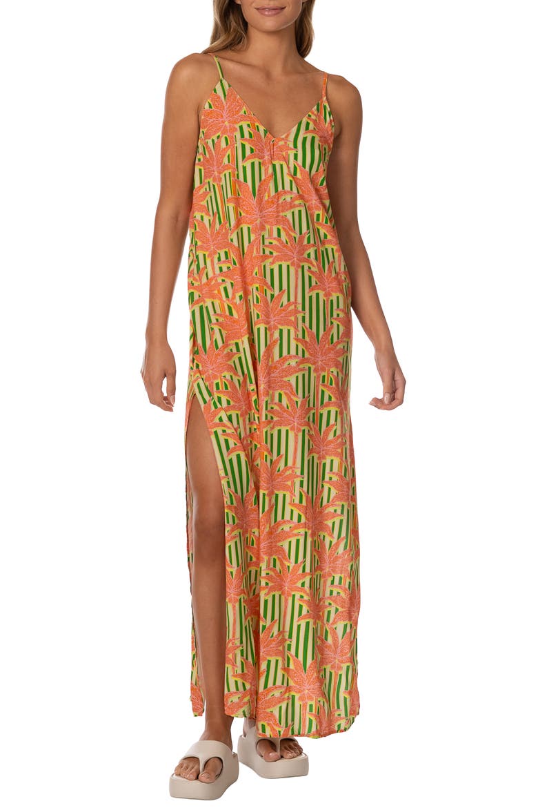 Blooming Stripes Debbie Cover-Up Maxi Dress, Main, color, OPEN GREEN