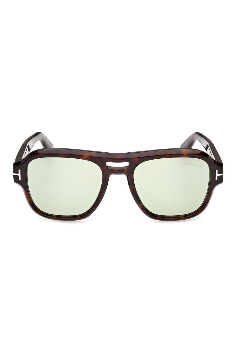 Mason-02 54mm Photochromic Square Navigator Sunglasses, Main, color, DARK HAVANA ROSE GOLD/ GREEN