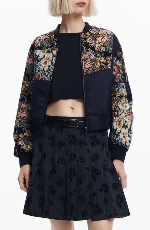 Rotterdam Jacquard Mixed Media Bomber Jacket
