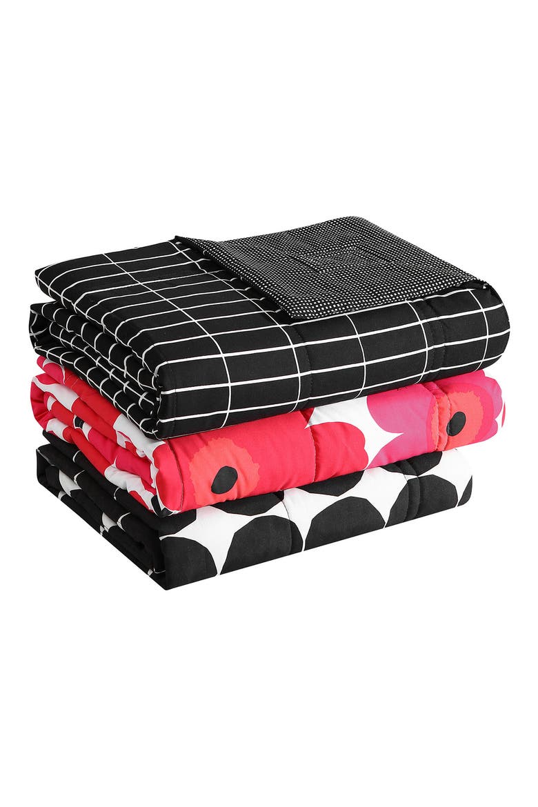 Pieni Tiiliskivi Reversible Down Alternative Blanket, Alternate, color, BLACK/ WHITE