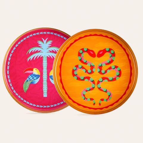Snake Metal Decorative Tray 2 Pcs Set