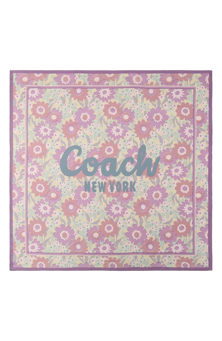 COACH Laurel Floral Script Silk Square Scarf, Alternate, color, 