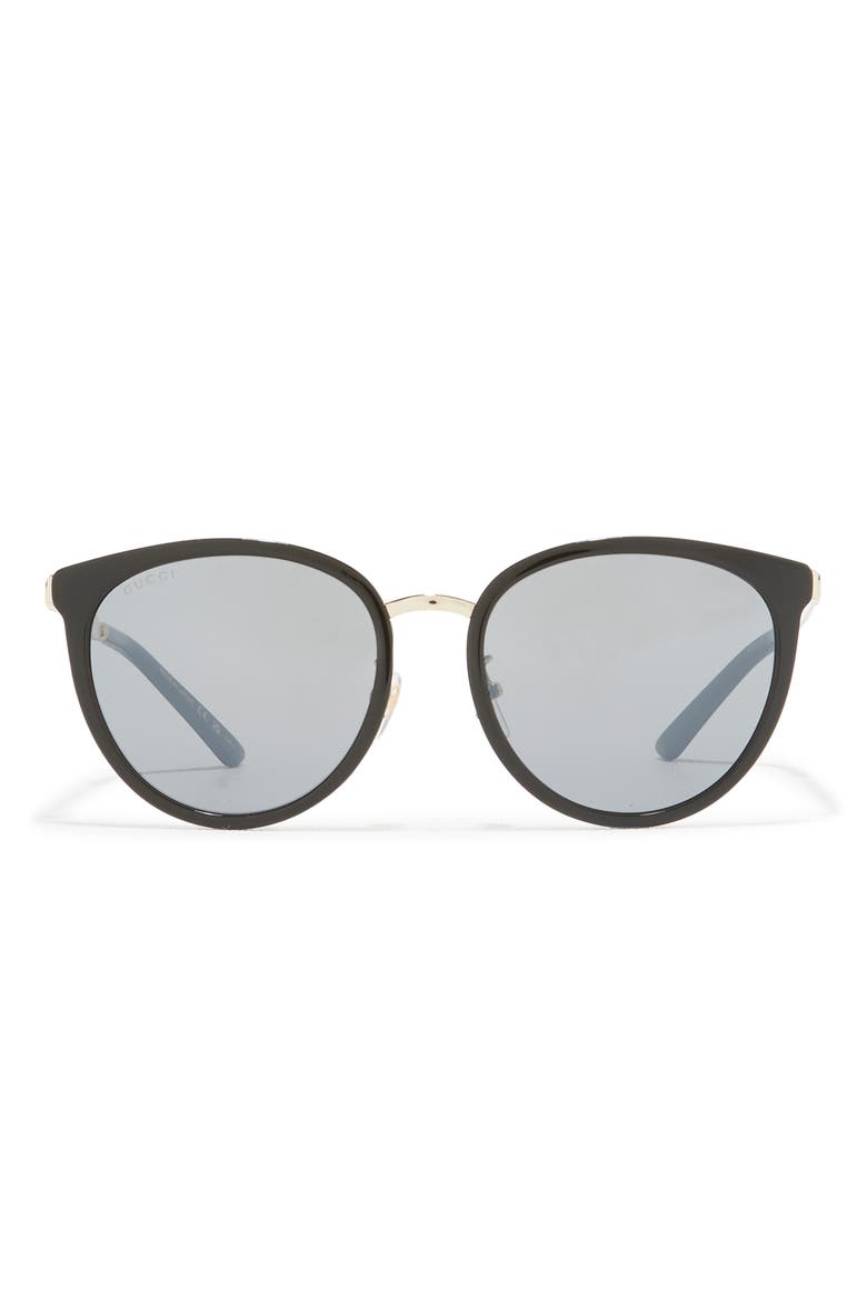 56mm Round Sunglasses, Main, color, BLACK GOLD SILVER