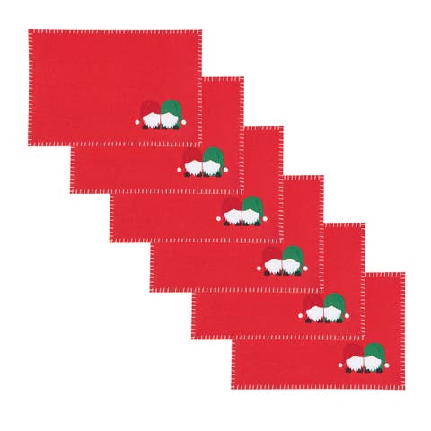 Naughty Or Nice Gnome Felt Placemats Set of 6, 12" x 18"