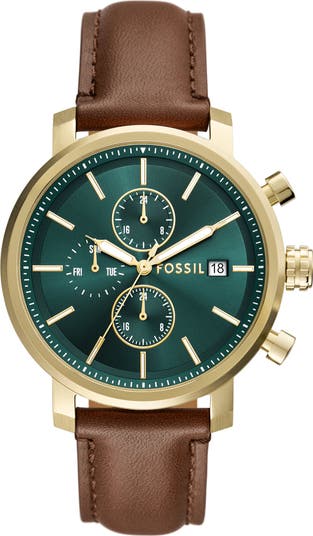 Fossil Rhett Leather Strap Watch, 42mm | Nordstromrack display picture 3