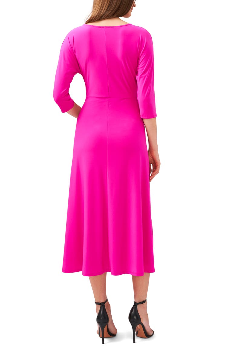 Tie Front Midi Dress, Alternate, color, FIERCELY FUCHSIA