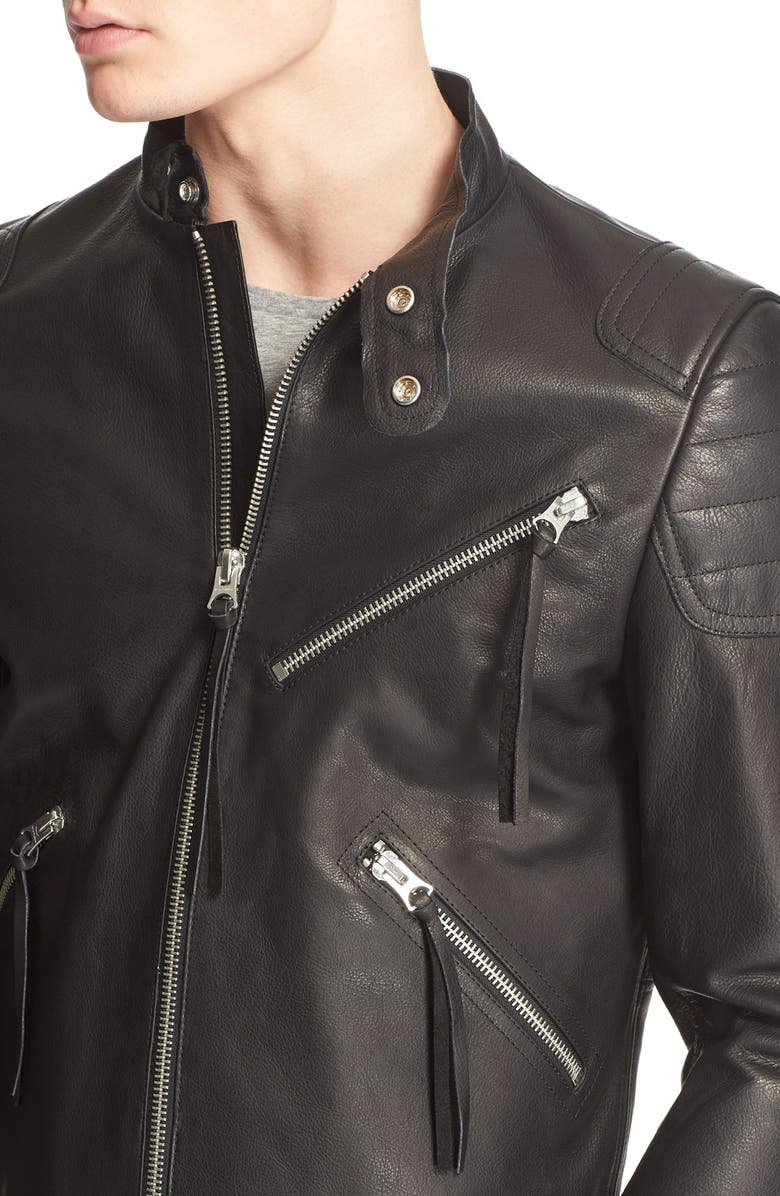 Acne Studios Oliver Leather Moto Jacket, Alternate, color, 
