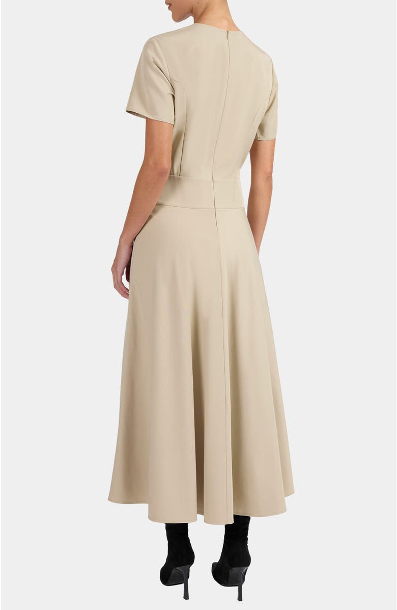 Santorelli Octavia Short Sleeve Dress with Leather Lacing Detail, Alternate, color, Sandstone