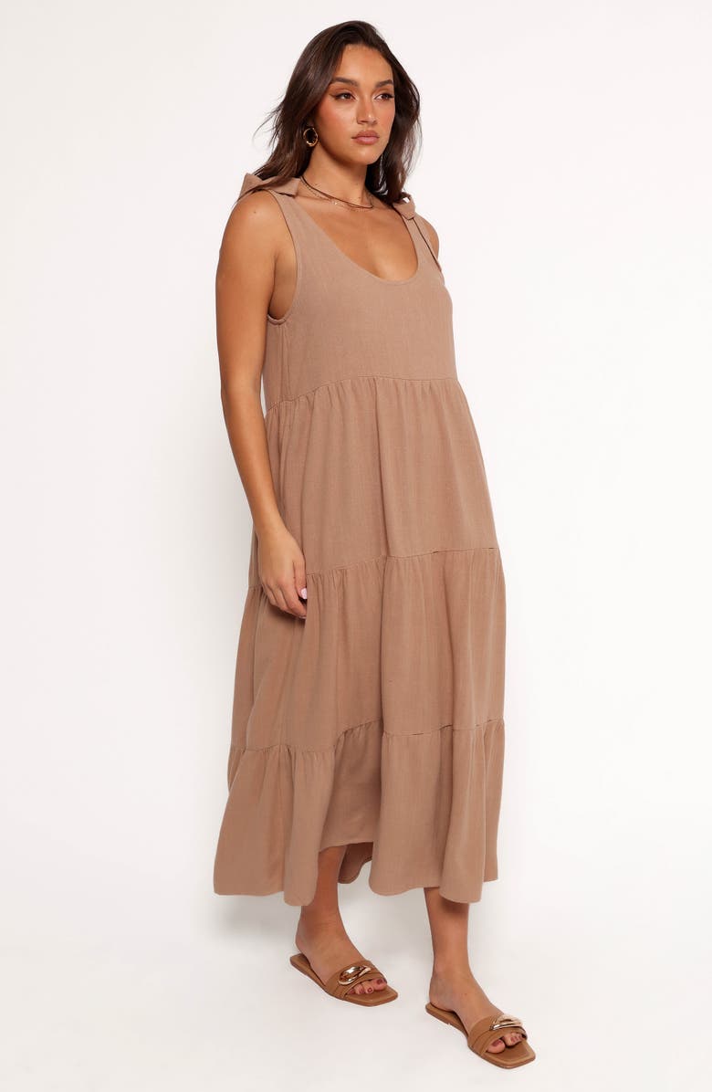 Petal & Pup Marcy Linen Midi Dress, Alternate, color, Mocha