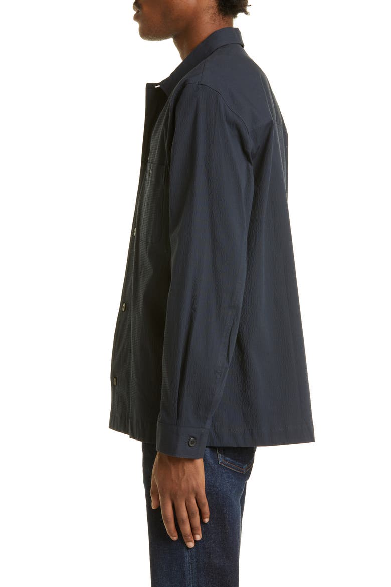 Textured Stretch Cotton Overshirt, Alternate, color, NAVY