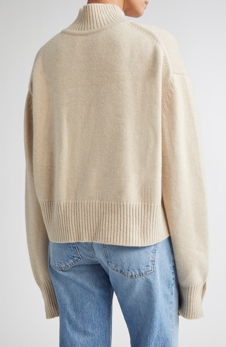 Brandon Maxwell The Rowe Crop Cashmere Henley Sweater, Alternate, color, Oatmeal