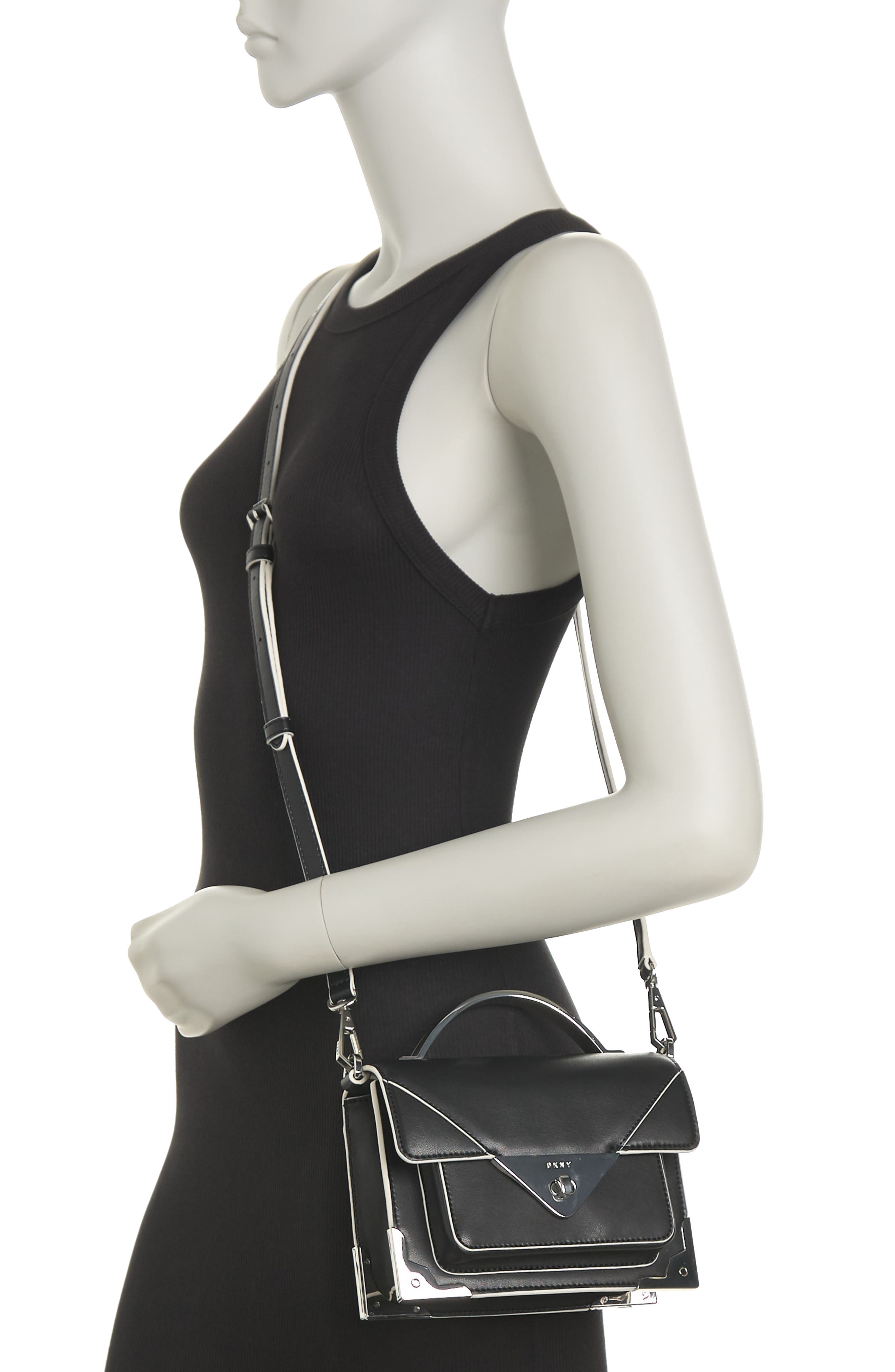 DKNY Jaxone Leather Small Flap Crossbody Bag, Alternate, color, 