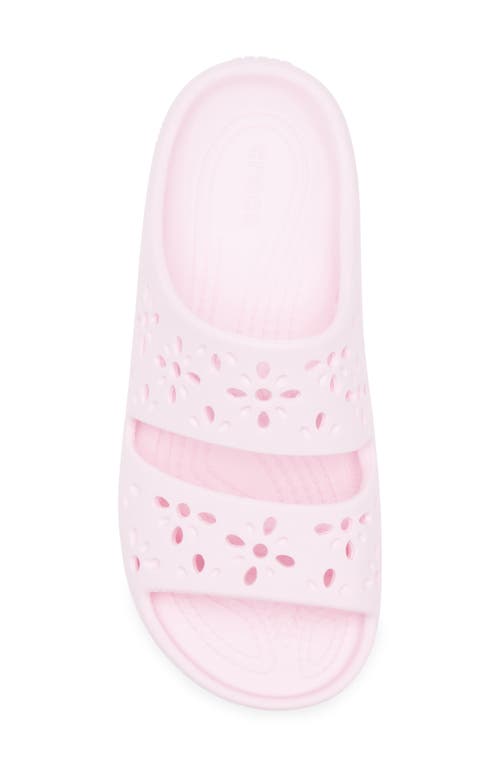 Crocs Classic Floral Cutout Slide Sandal In Pink