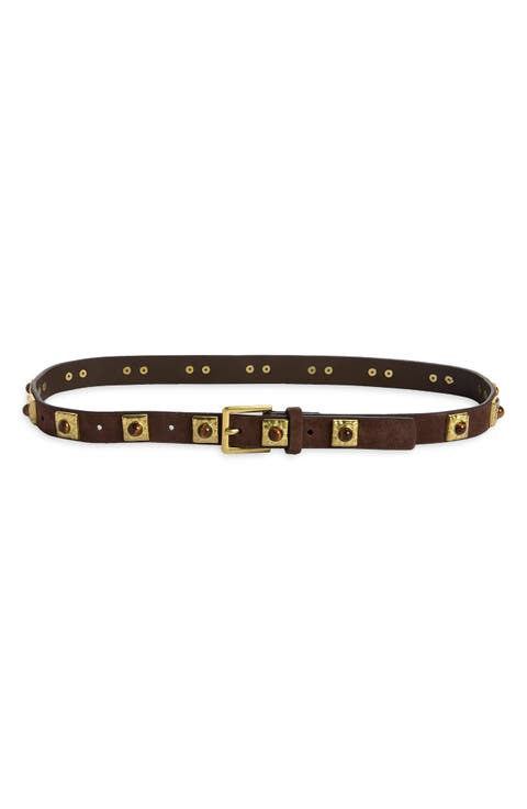 Dolly Stone Detail Leather Belt