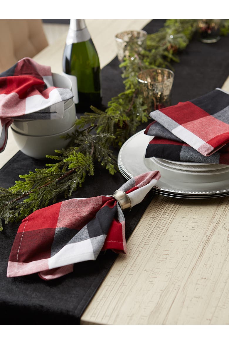 Tri Color Check Napkin Set/6, Alternate, color, Cardinal Red