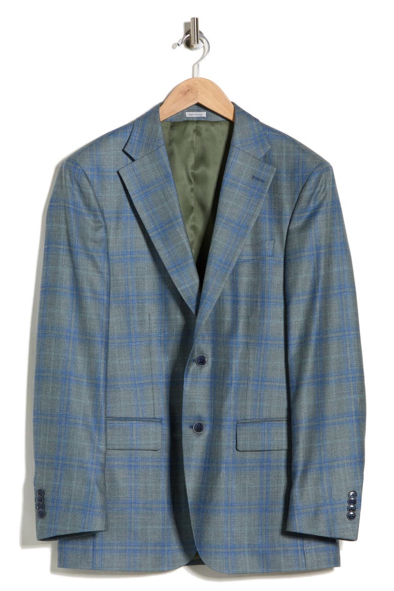 Green Plaid Wool Blend Sport Coat, Alternate, color, GREEN