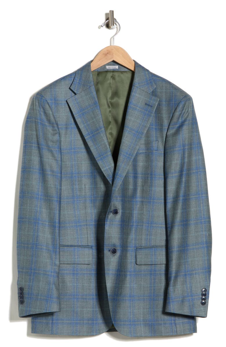 Peter Millar Green Plaid Wool Blend Sport Coat, Alternate, color, Green