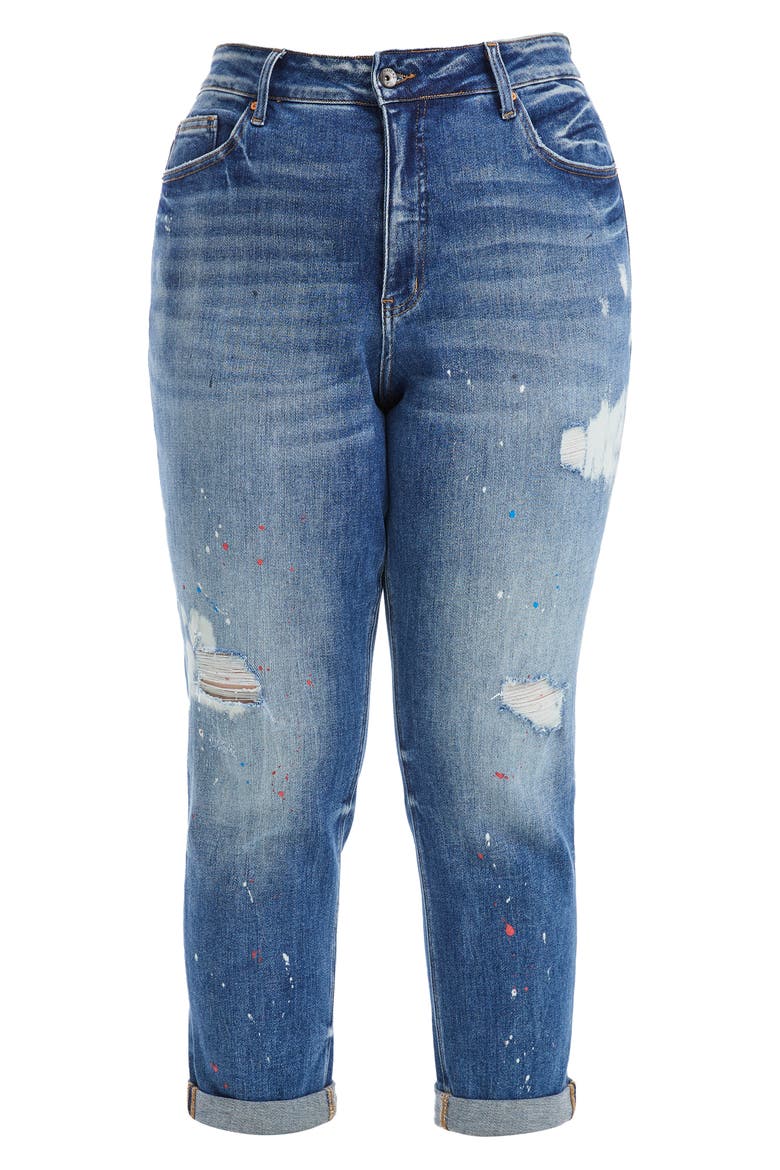 Painted High Waist Cuff Mom Jeans, Alternate, color, MASCARA