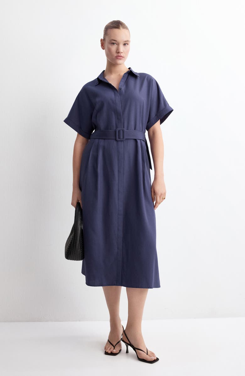 MANGO Short Sleeve Shirtdress, Alternate, color,