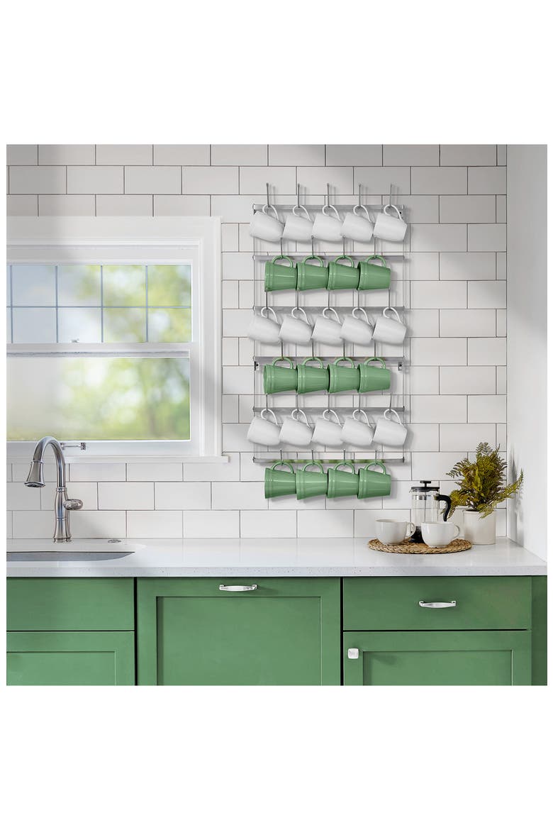 Large 6-Tier Metal Mug Rack, Alternate, color, SILVER