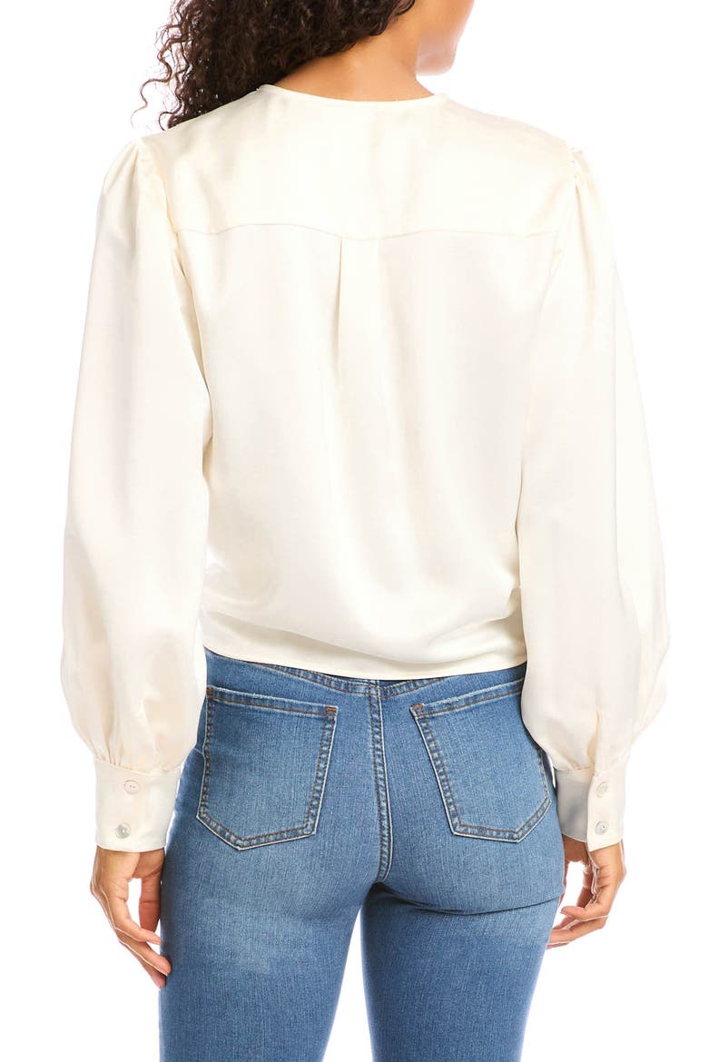 Tie Front Satin Blouse, Alternate, color, IVORY