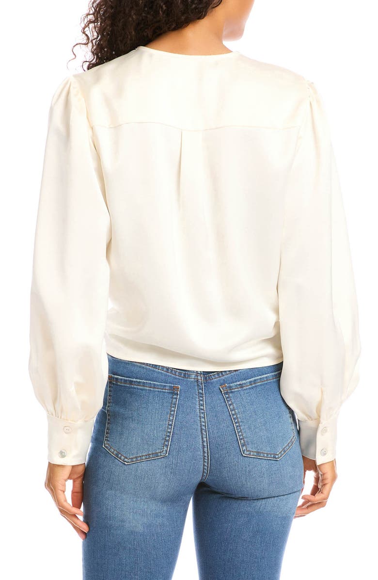 Karen Kane Tie Front Satin Blouse, Alternate, color, 