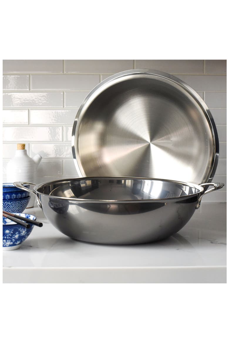 NanoBond 14-Inch Wok with Lid, Alternate, color, STAINLESS STEEL