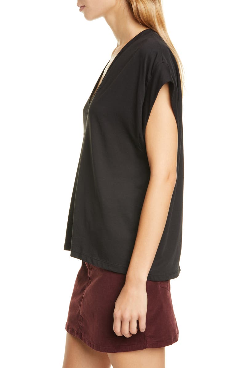 FRAME Le Mid Rise V-Neck T-Shirt, Alternate, color, Noir