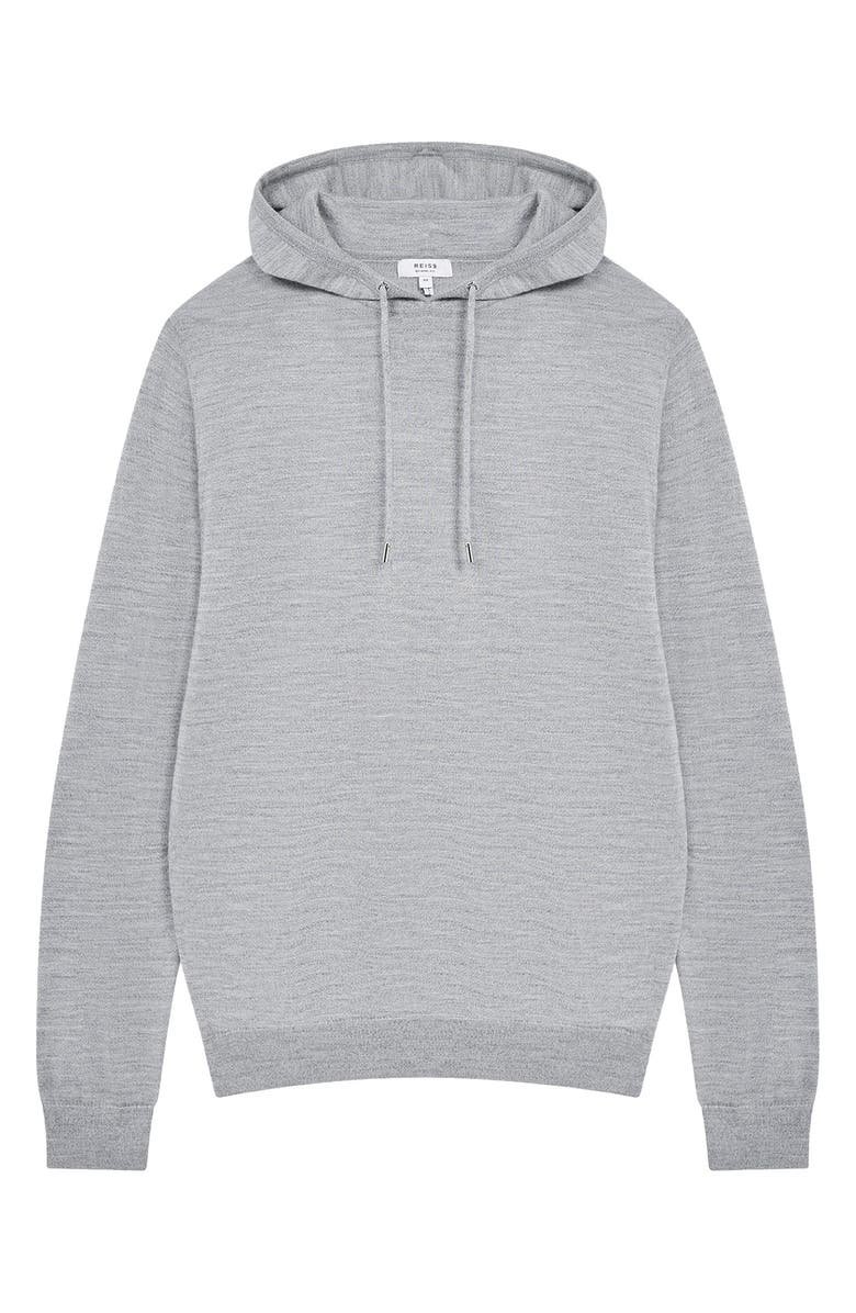 Reiss Holland Solid Wool Hoodie, Main, color, Soft Grey Mouline