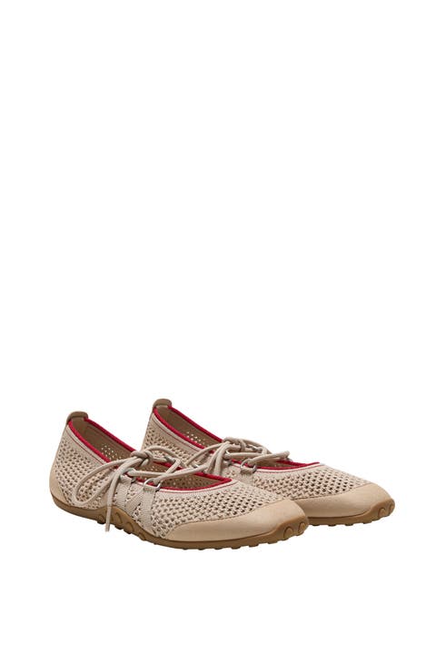 Cecily Square-Toe Ballet Flats Hybrid Mesh Mary Janes